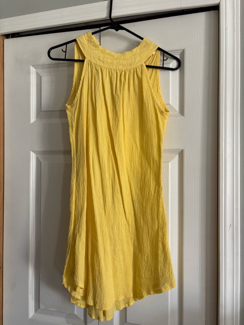 Sleeveless Yellow Mini Dress with Textured Fabric